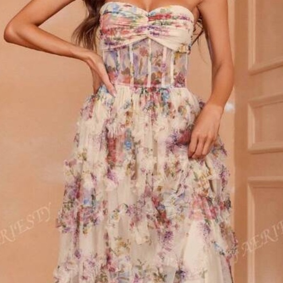 Floral Ruffle Maxi Dress - Picture 1 of 4